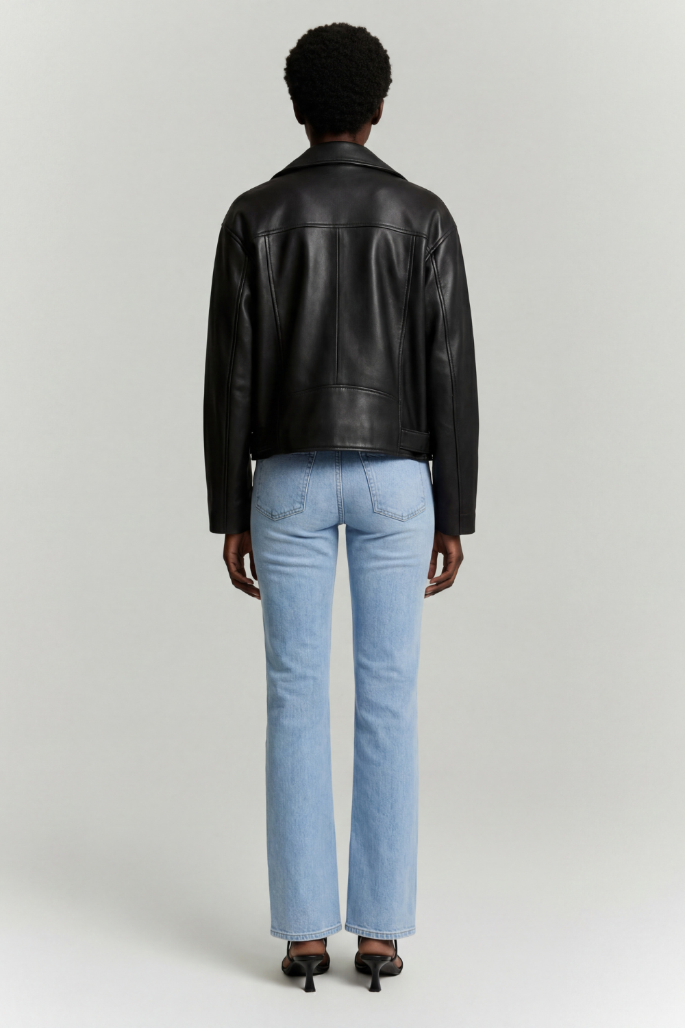 Leather Biker Jacket in Black RRP £259