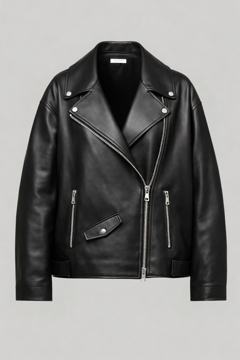Leather Biker Jacket in Black RRP £259