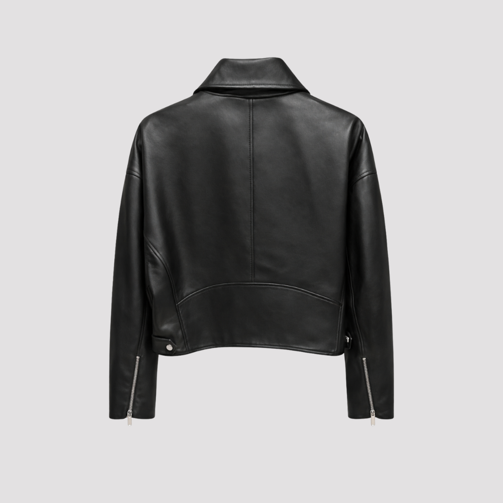Leather Biker Jacket in Black RRP £259