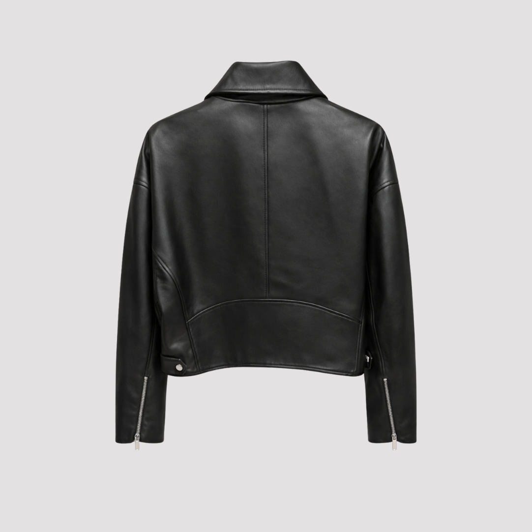 Leather Biker Jacket in Black RRP £259
