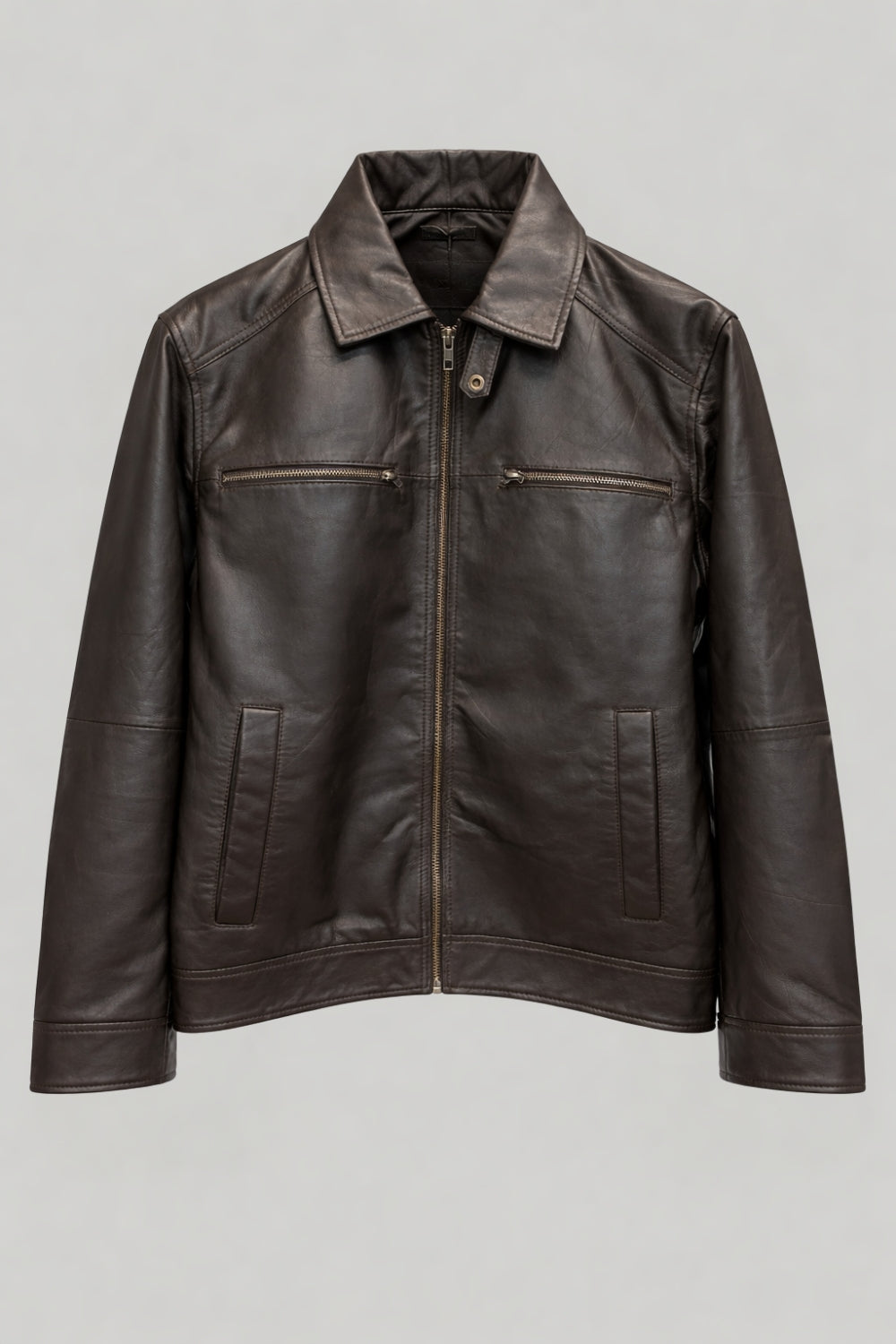 Reece Harrington Leather Jacket in Brown RRP £269