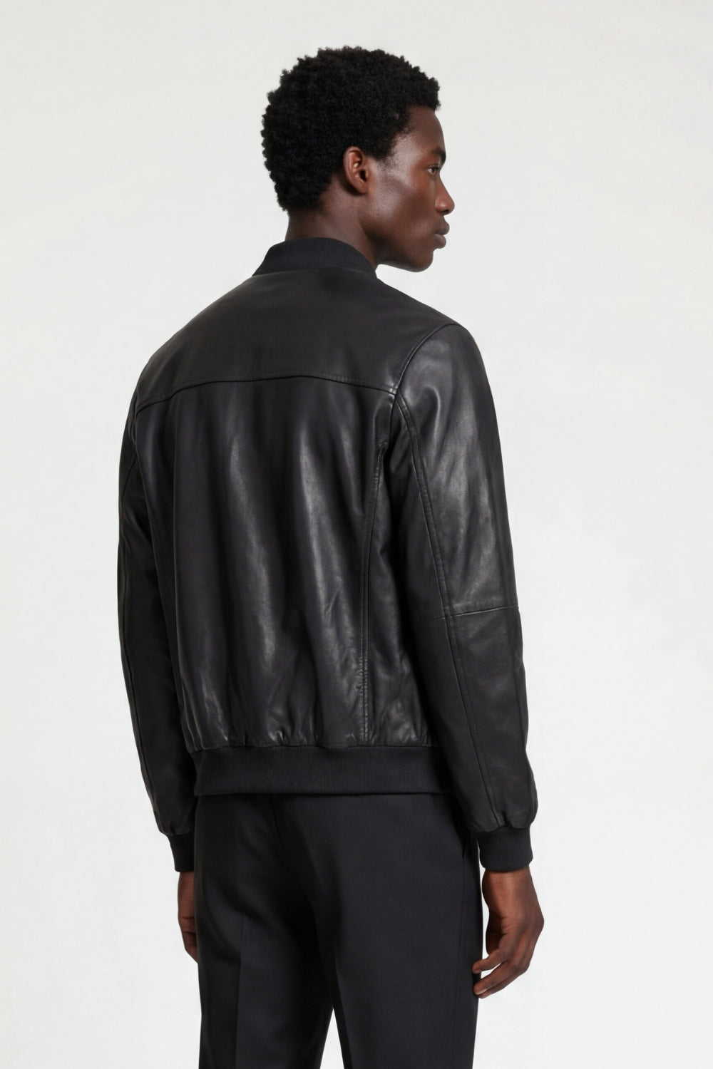 Leather Bomber Jacket in Black RRP £269