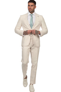 Lukus Two Piece Linen Suit in Beige RRP £299