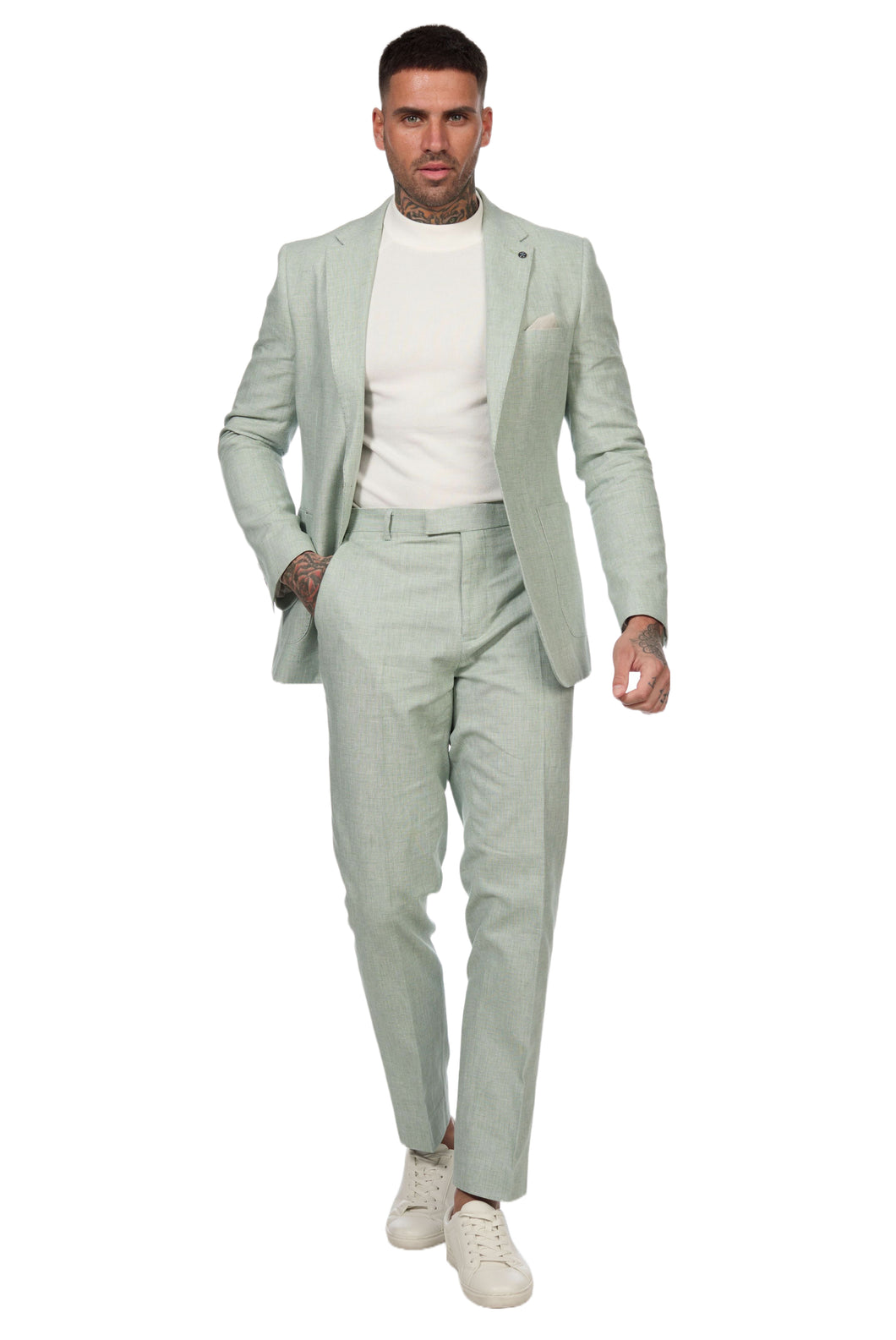 Lukus Two Piece Linen Suit in Light Green RRP £299