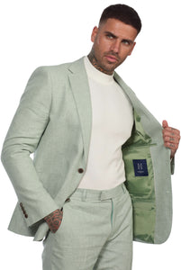 Lukus Two Piece Linen Suit in Light Green RRP £299