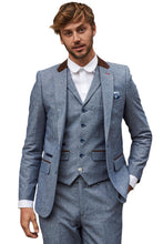 Load image into Gallery viewer, Harry Brown Arthur Blue Suede Trim Three Piece Suit RRP £299
