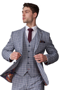 Harry Brown Ellis Grey & Blue Check Three Piece Suit RRP £299