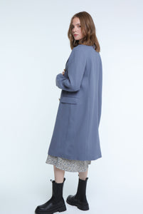 Elle Double Breasted Long Coat in Blue RRP £179