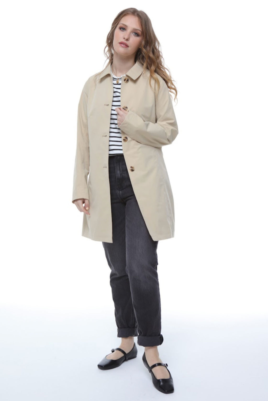 Jennifer Single Breasted Basic Mac in Ivory RRP £159