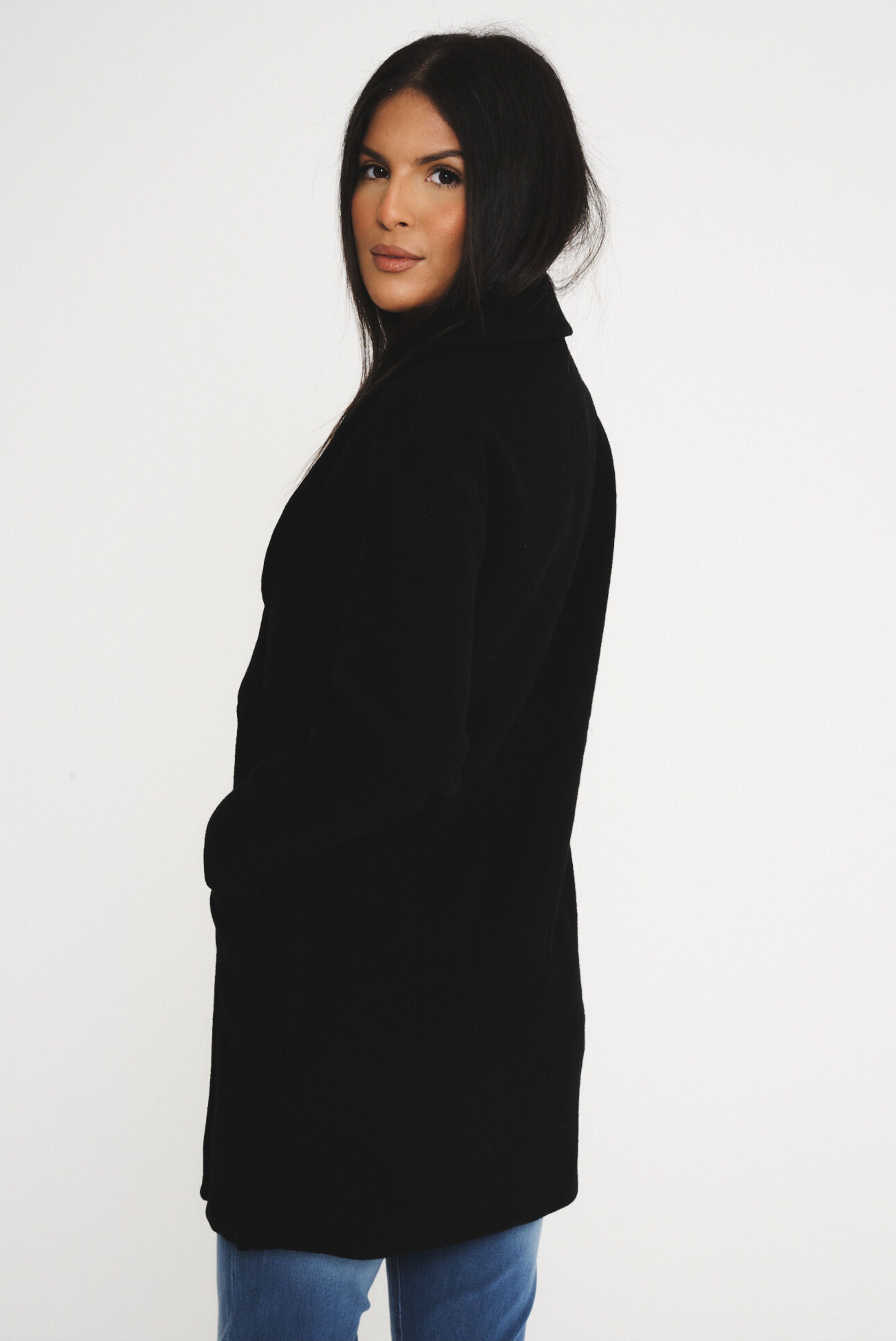 Elle Ladies Alice Wool Coat in Black RRP £179