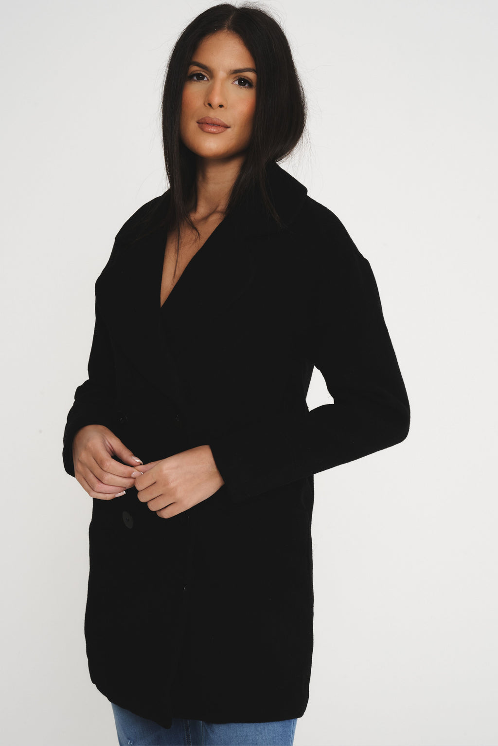 Elle Ladies Alice Wool Coat in Black RRP £179
