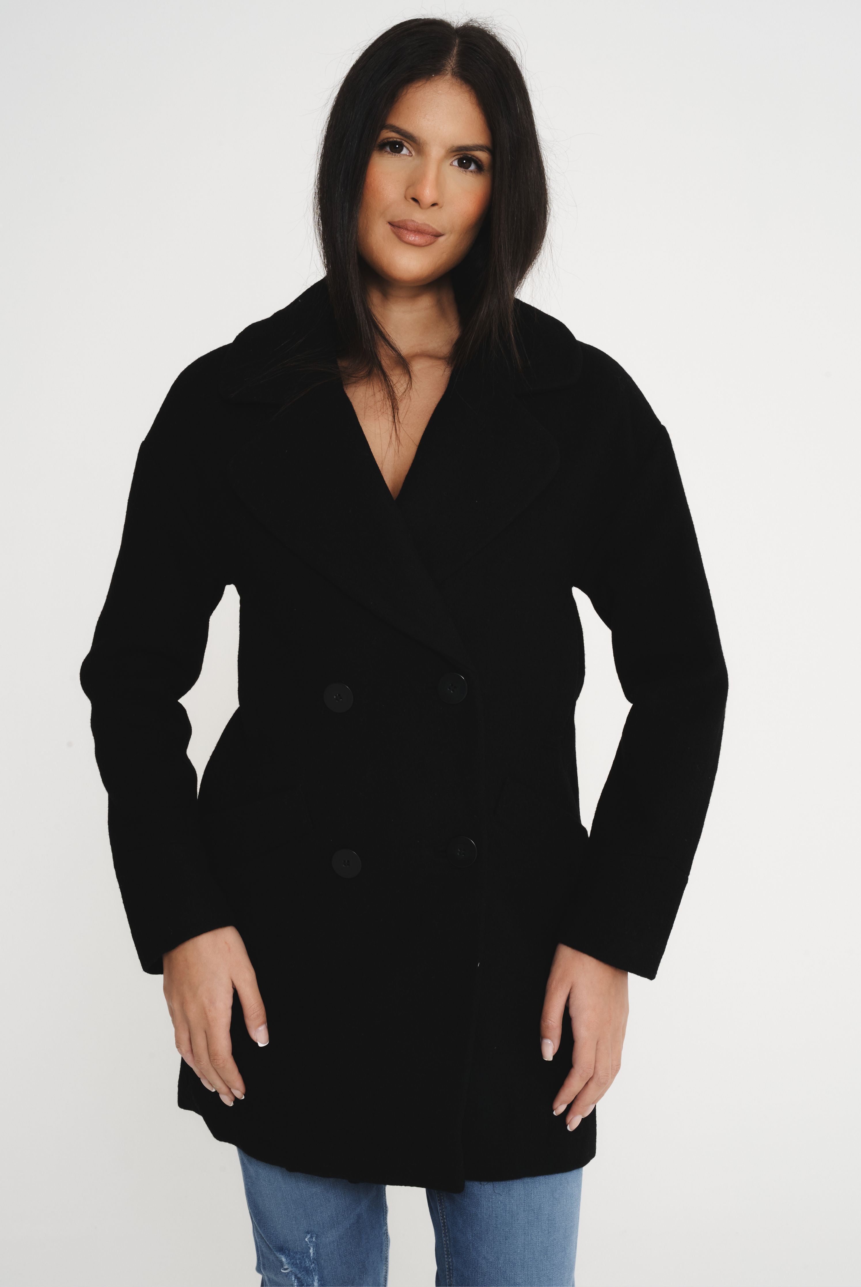 Elle Ladies Alice Wool Coat in Black RRP £179