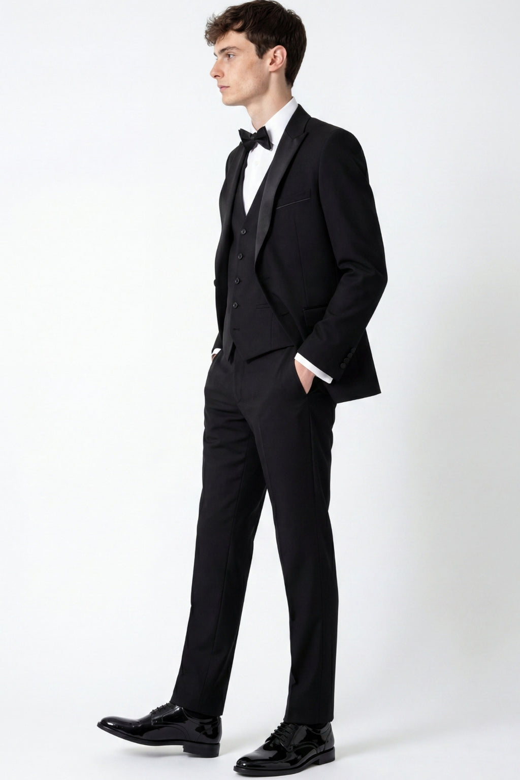 Raffi Harry Brown Tux Suit Jacket in Black RRP £110