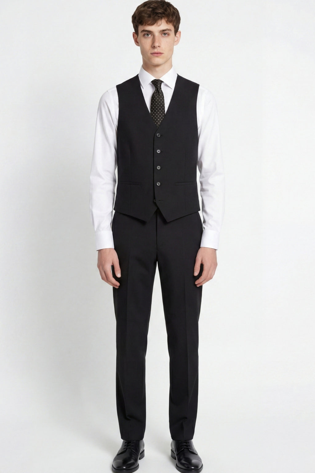 Raffi Harry Brown Tux Suit Waistcoat in Black RRP £40
