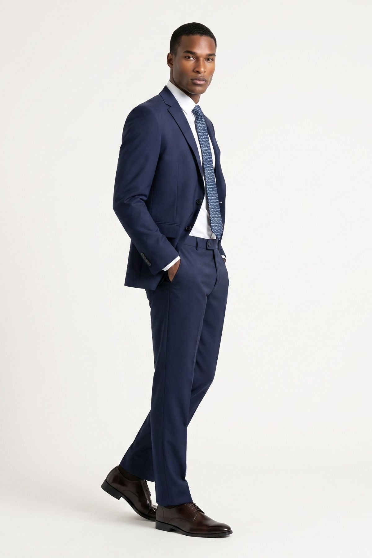 Raffi Harry Brown Suit Trousers in Navy RRP £49