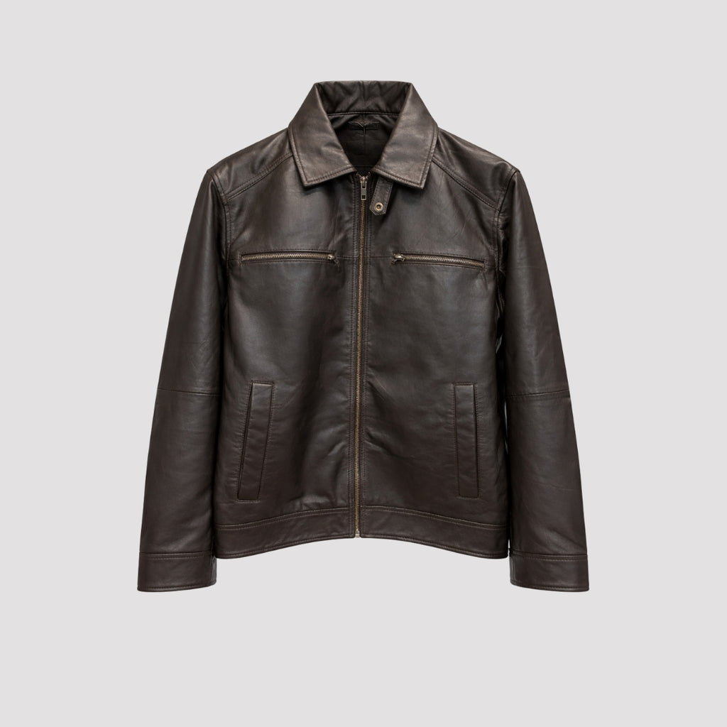 Harrington Leather Jacket in Brown RRP £269