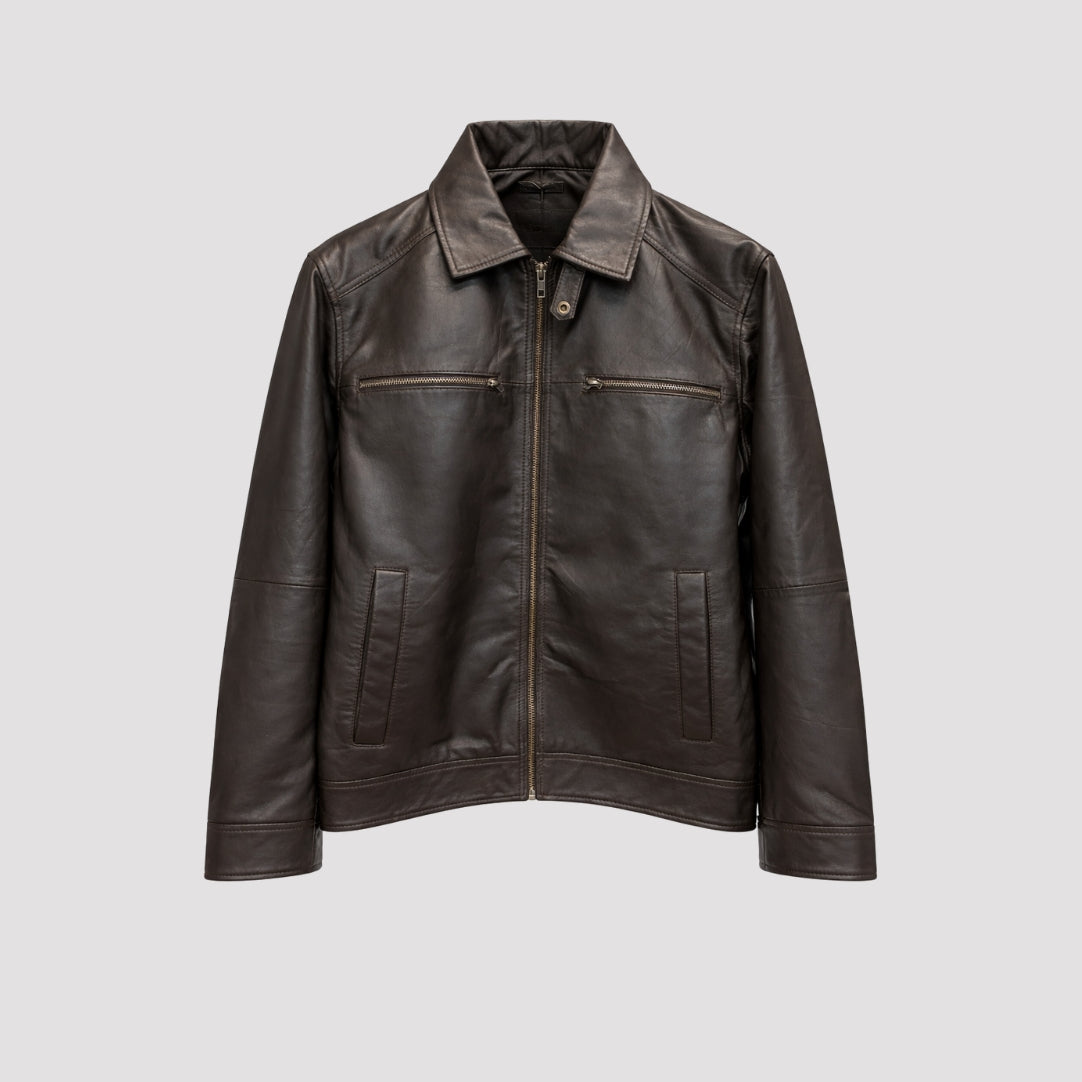 Harrington Leather Jacket in Brown RRP £269