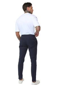 Deakin Cotton Linen Seersucker Trouser Navy RRP £89