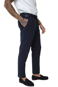 Deakin Cotton Linen Seersucker Trouser Navy Blue RRP £89