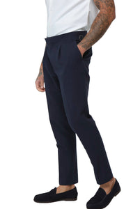 Deakin Cotton Linen Seersucker Trouser Navy Blue RRP £89