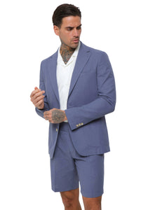 Decorate Cotton Linen Blend Blazer in Blue RRP £159