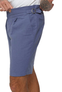 Decorate Cotton Linen Blend Shorts in Blue RRP £69