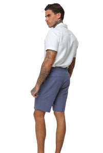 Decorate Cotton Linen Blend Shorts in Blue RRP £69