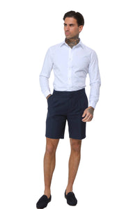 Decorate Cotton Linen Blend Shorts in Navy RRP £69