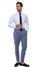 Load image into Gallery viewer, Decorate Cotton Linen Blend Trouser in Blue  RRP £89
