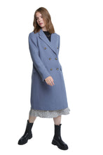 Load image into Gallery viewer, Elle Double Breasted Long Coat in Blue RRP £179
