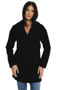 Elle Ladies Alice Wool Coat in Black RRP £179