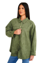 Load image into Gallery viewer, Elle Ladies Plus Size Faux Suede Shacket in Khaki RRP £99
