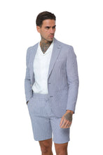 Load image into Gallery viewer, Deakin Cotton Linen Seersucker Blazer Blue Stripe RRP £159
