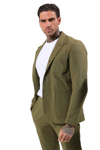 Deakin Cotton Linen Seersucker Blazer in Green RRP £159