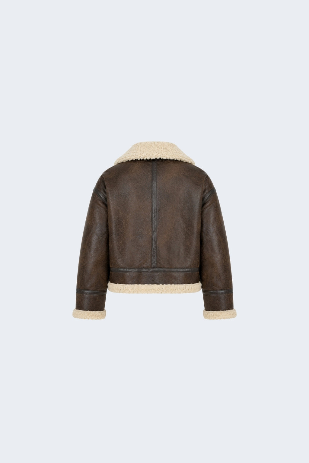 Elle Sydney Cropped Faux-Shearling Aviator Jacket Brown RRP £239
