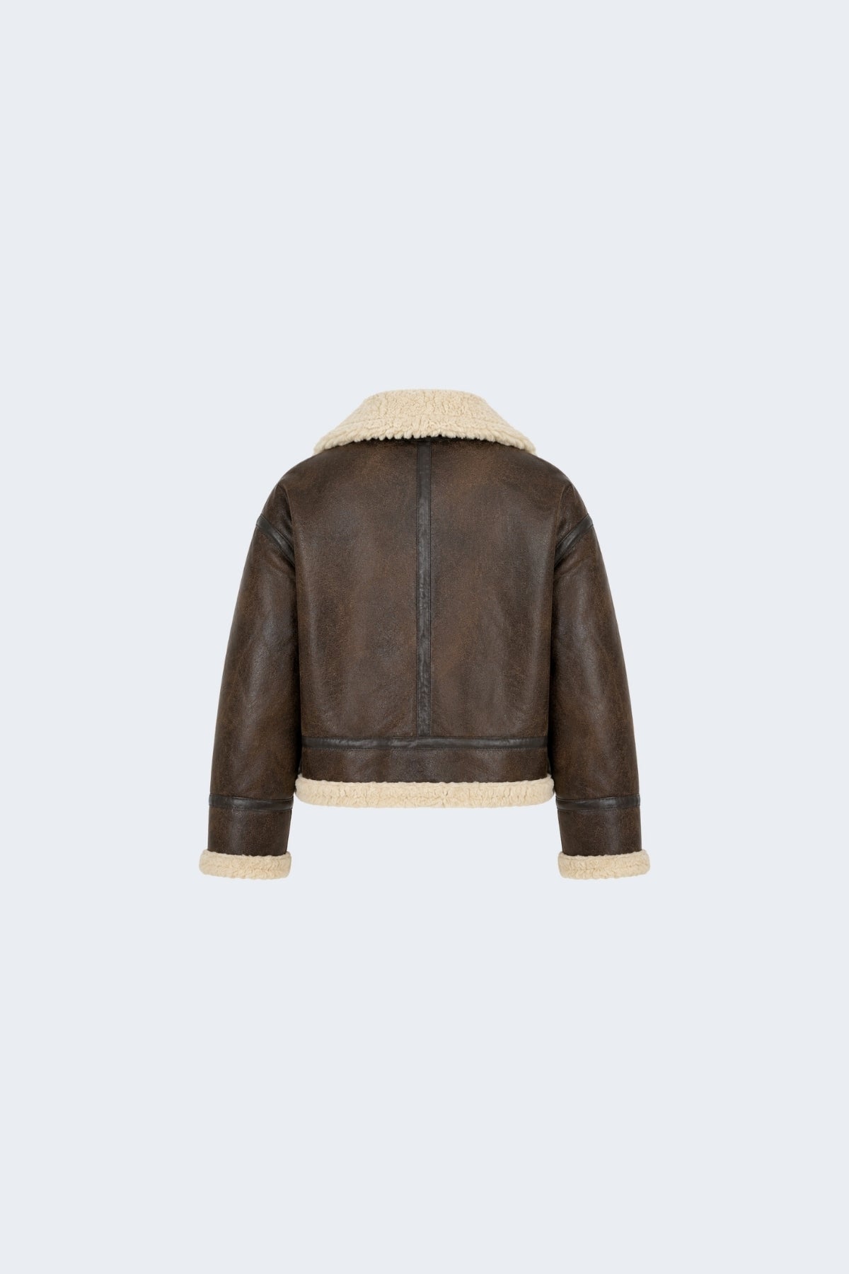 Elle Sydney Cropped Faux-Shearling Aviator Jacket Brown RRP £239