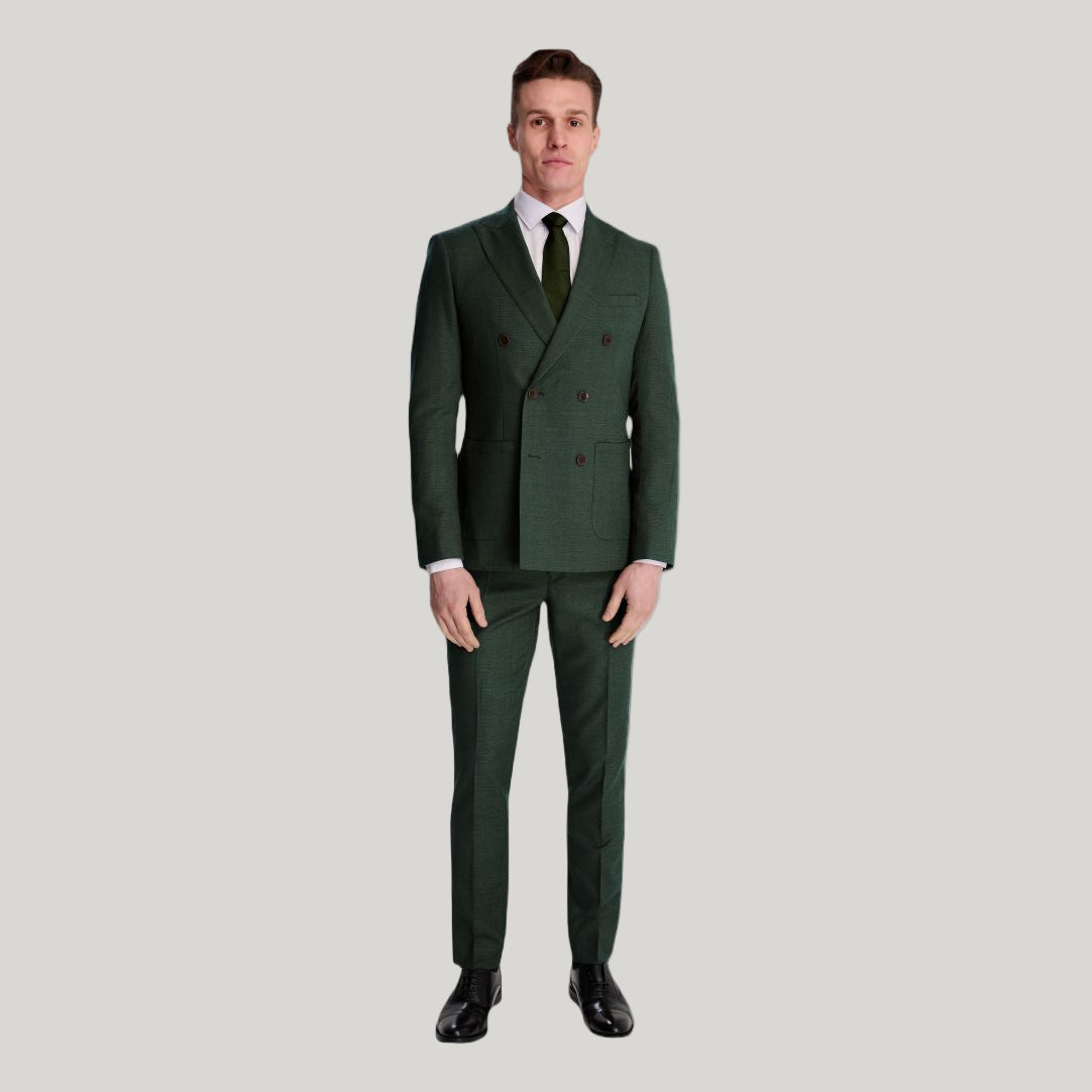 Sandro Slim Fit Linen Look Suit Trousers in Green RRP £69