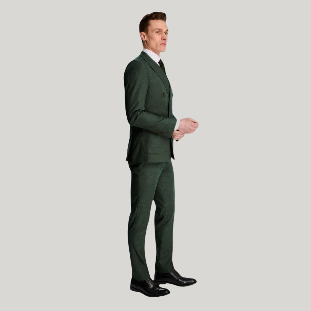 Sandro Linen Look Double Breasted Suit Jacket in Green RRP £129