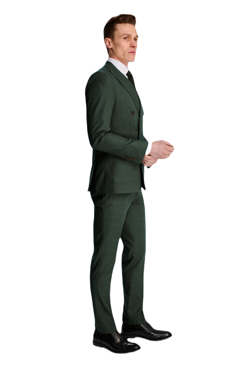 Sandro Linen Look Double Breasted Suit Jacket in Green RRP £129