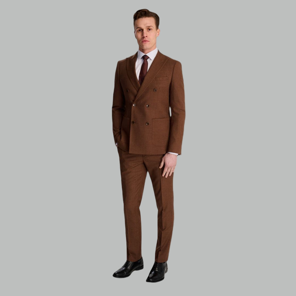 Sandro Linen Look Double Breasted Suit Jacket in Rust RRP £129