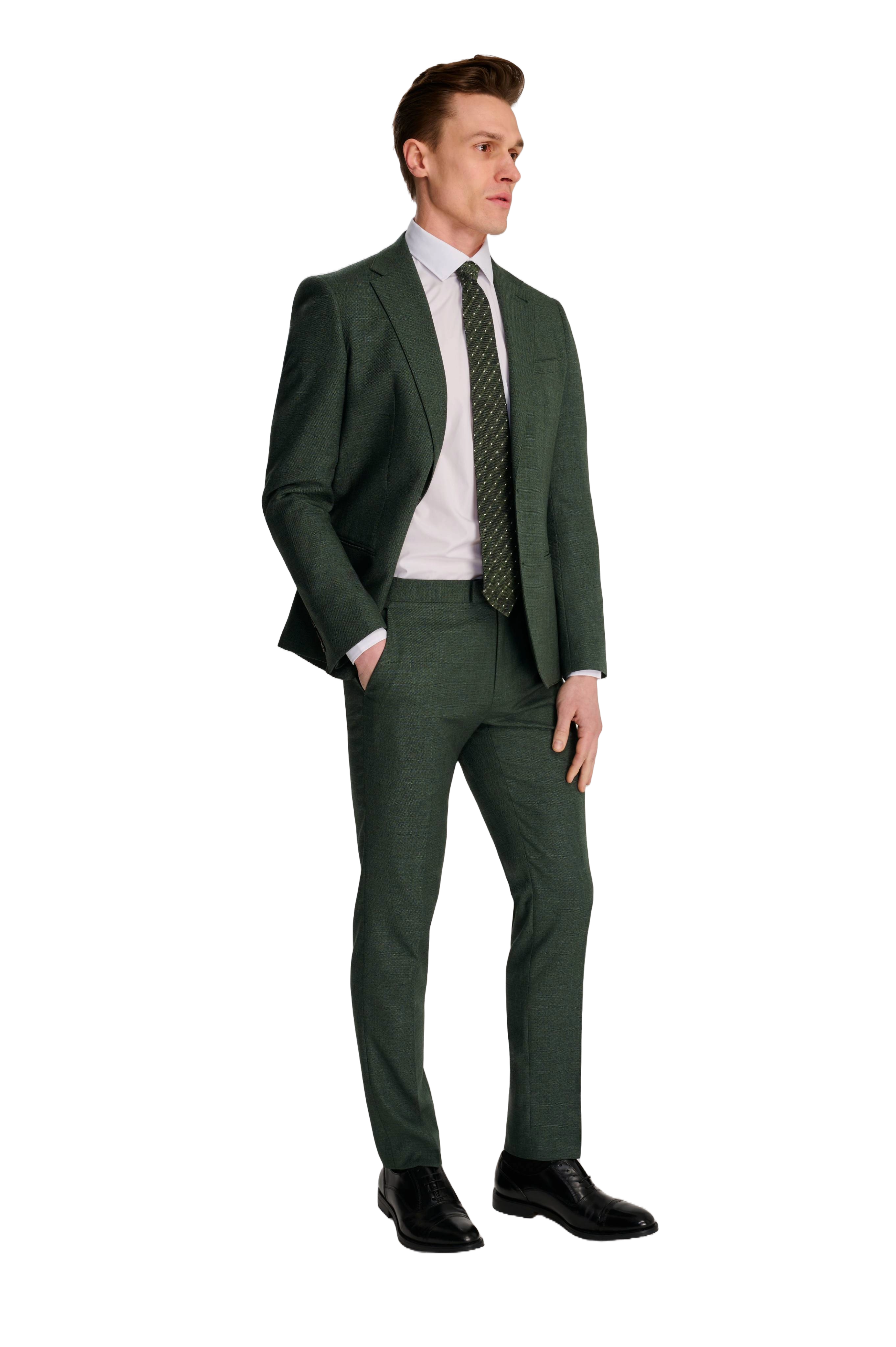 Sandro Slim Fit Linen Look Suit Trousers in Green RRP £69