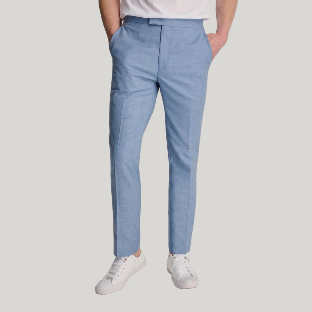 Sandro Slim Fit Linen Look Suit Trousers in Light Blue RRP 69
