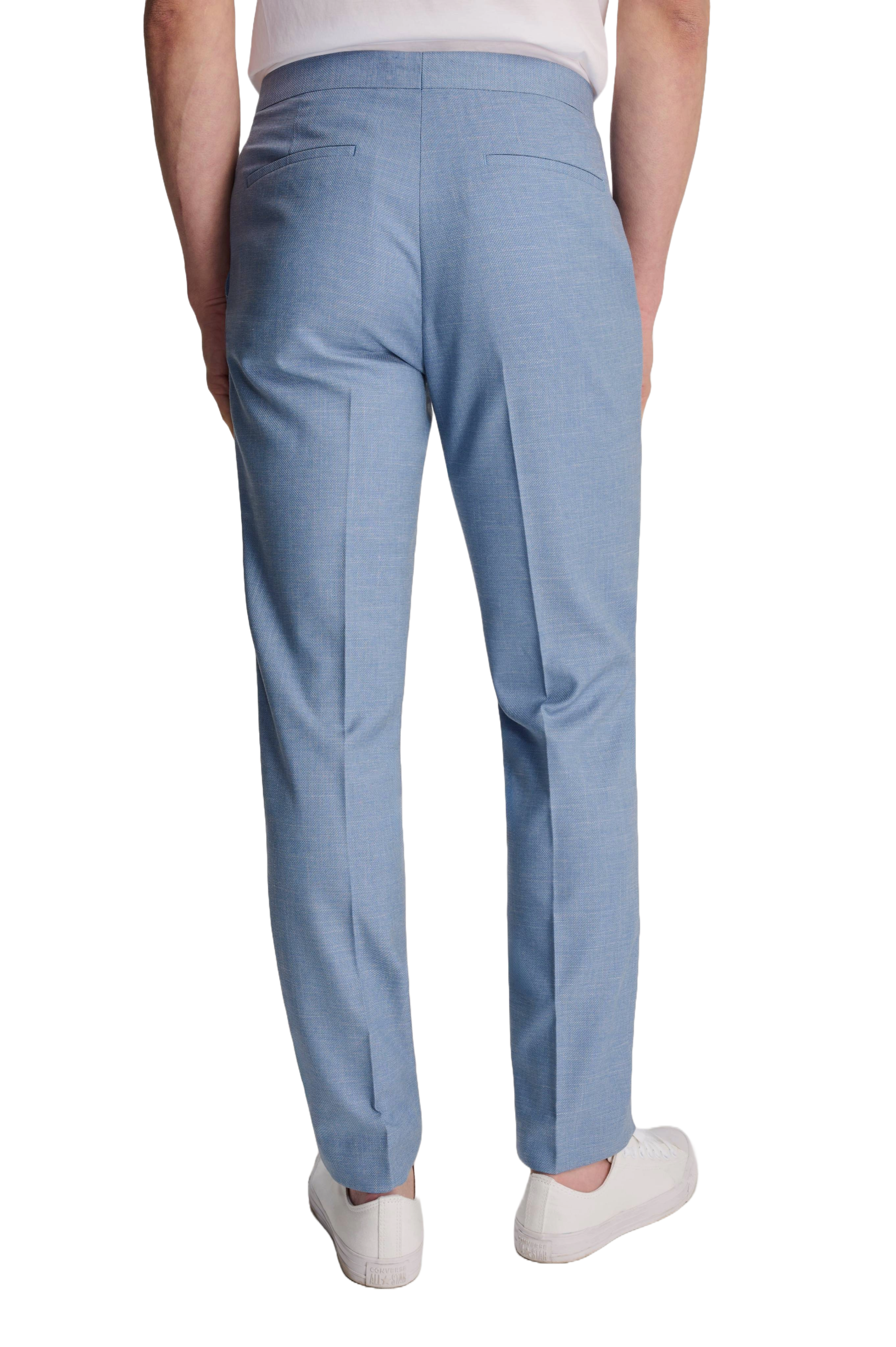 Sandro Slim Fit Linen Look Suit Trousers in Light Blue RRP 69