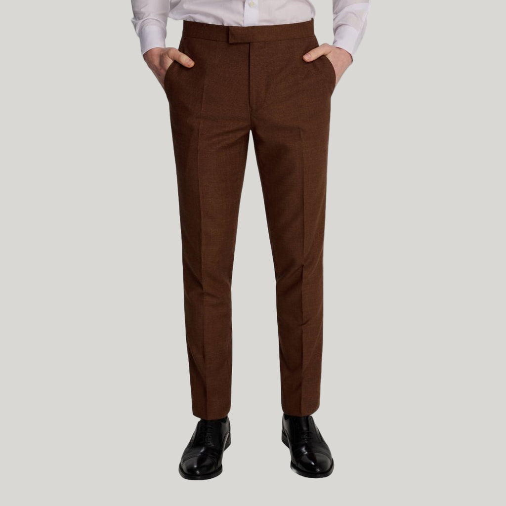 Sandro Slim Fit Linen Look Suit Trousers in Rust RRP £69