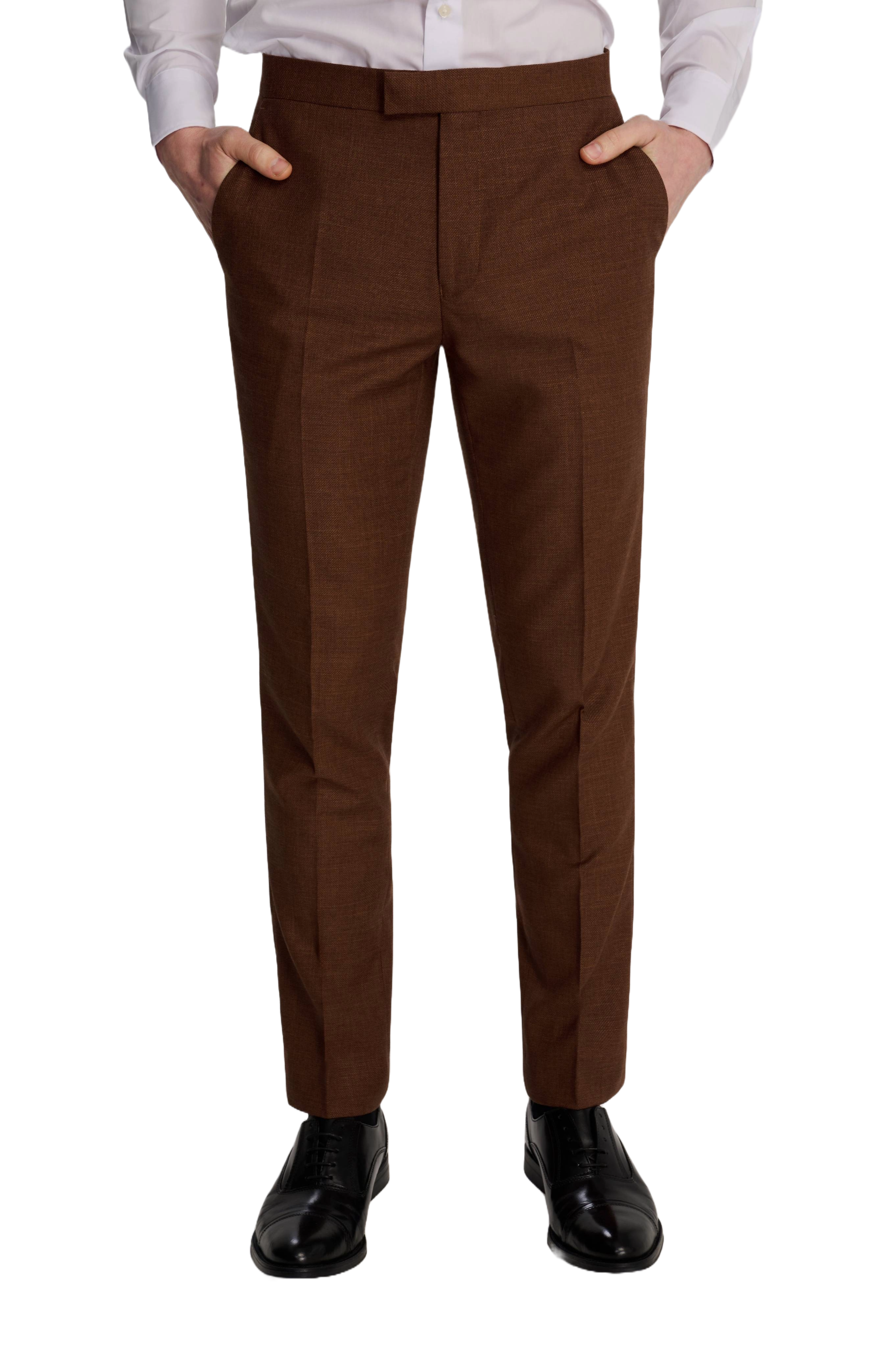 Sandro Slim Fit Linen Look Suit Trousers in Rust RRP £69