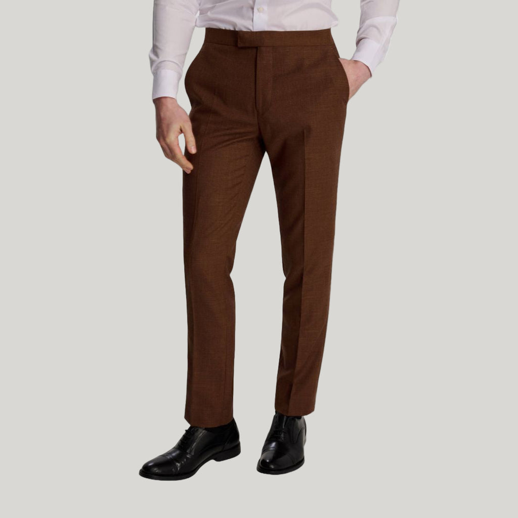 Sandro Slim Fit Linen Look Suit Trousers in Rust RRP £69