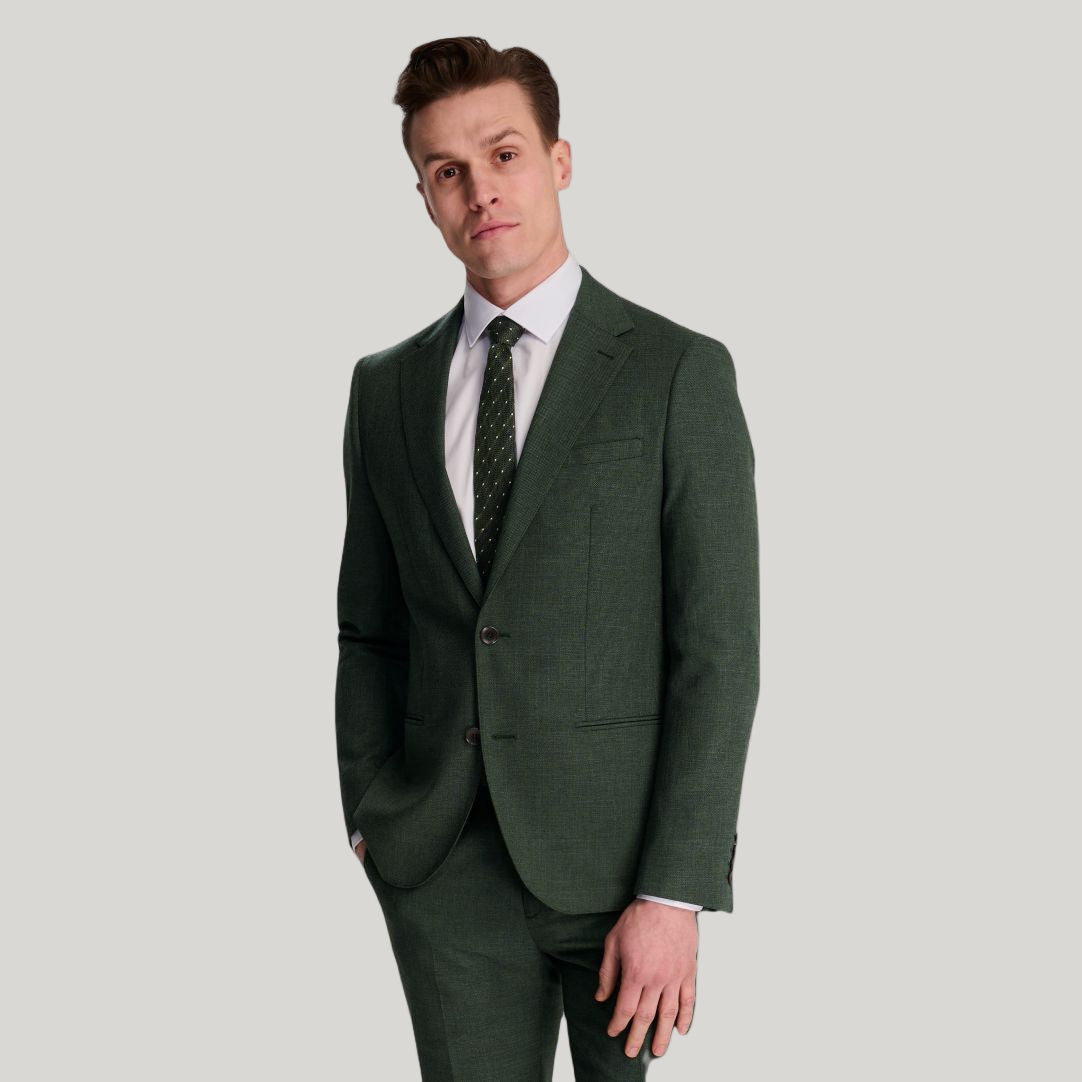 Sandro Slim Fit Linen Look Suit Jacket in Green RRP £129