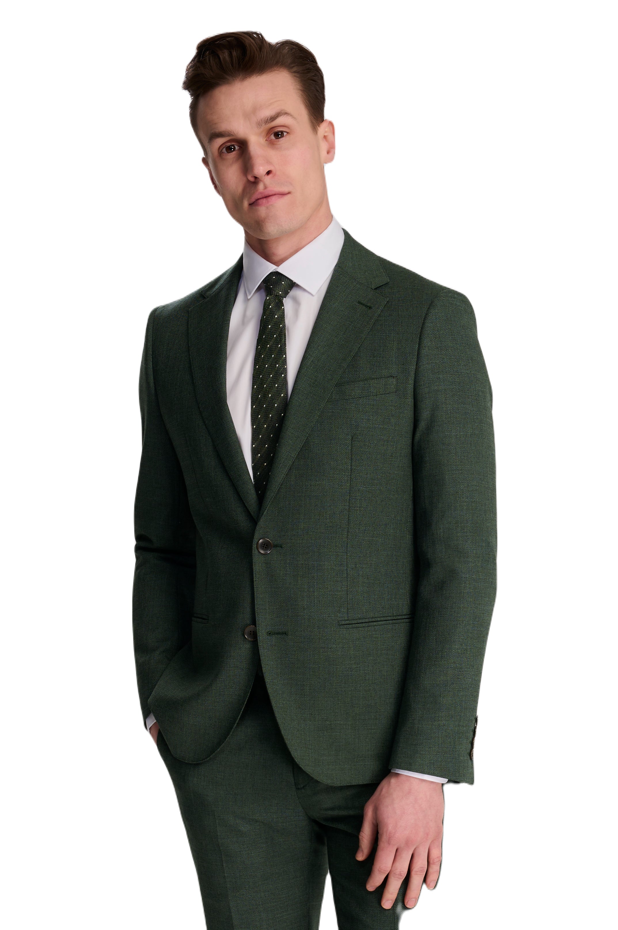 Sandro Slim Fit Linen Look Suit Jacket in Green RRP £129