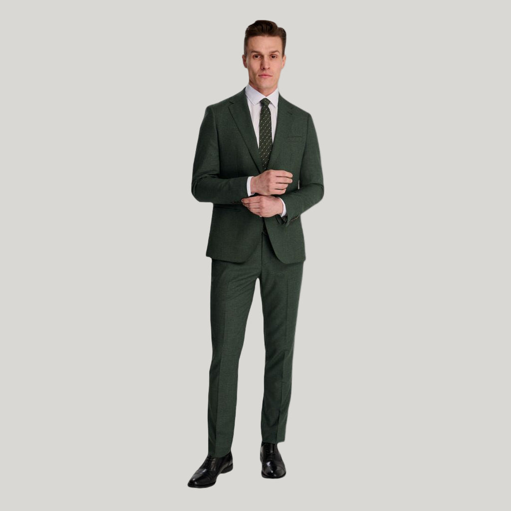 Sandro Slim Fit Linen Look Suit Trousers in Green RRP £69