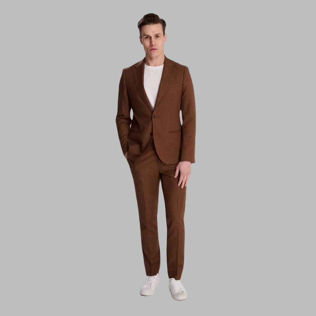 Sandro Slim Fit Linen Look Suit Jacket in Rust RRP £129